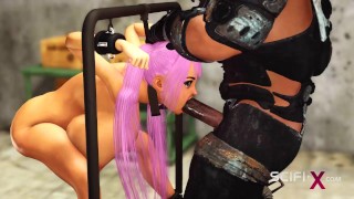 Sexe de science-fiction Android baise dur une fille sexy dans le bunker