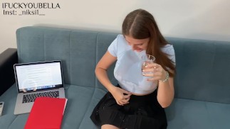 Hot girl came to a friend to do an essay and got on his dick- Bella Crystal