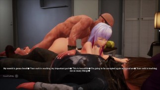 Big Tits Big Ass Heroine Fucked Hard na frente Cuckold Boyfriend + Footjob - 3D Hentai NTR