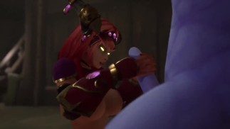 Ela dá-lhe um trabalho de mão até que ele goze na boca dela | Paródia pornô de Warcraft