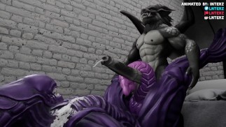 Alien Schwanzficken Riesiger Drache Schwanz Animation