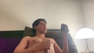 College boy masturbates quietly so as not to be heard by his parents 