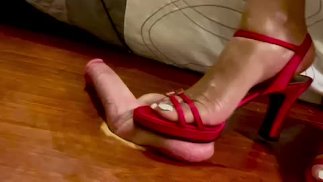 Ballstomping with sexy short red heels! Stomping balls ballbusting XoieKaidence Beau Beckett
