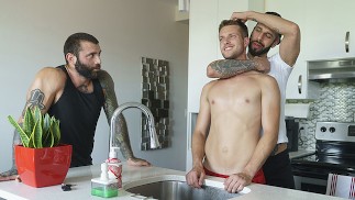 Perv Stepdads Romeo Davis & Markus Kage Take Turns Drilling Stepson on the Couch - DadCreep