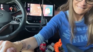 Handjob in the parking lot, hadn’t stroked him off in forever!