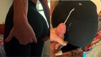 Uctívání dokonalé bubliny zadku nevlastní sestry po hodině jógy a cumming na její kalhoty Lululemon Yoga