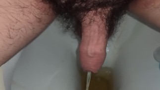 gros plan de mon prépuce en pipi dans les toilettes