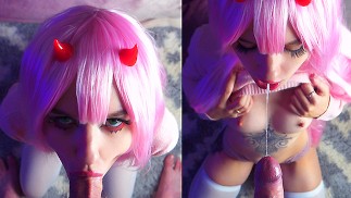 Zero Two chupa pau e fica gozada na cara - Sunako_Kirishiki