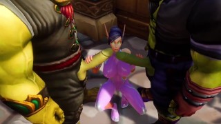 Elfe a un trio avec deux orcs | Parodie porno Warcraft