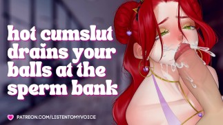 Recepcionista sacanagem drena suas bolas no banco de esperma [rpg de áudio] [Vagabunda submissa] [Cumslut]