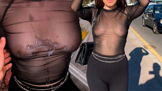 Natáčení Hotwife Blikající Prsa A Bere Obrovské Výstřiky Na Veřejné Záchodě Od Cizince
