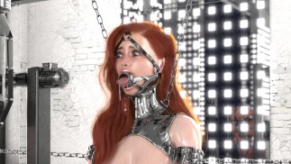 zenzero in hardcore metal bondage e lattice catsuit in attesa di facefuck 3d bdsm animazione