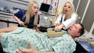 Sexy doctor y enfermera Haley Spades y Missa Mars son utilizados gratis por un paciente cachondo - FreeUse Milf