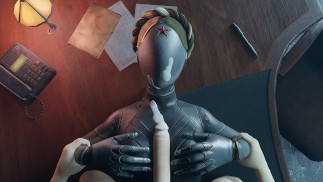 アトミックハートホワイトガイおっぱいファックロボットガール巨乳顔にザーメンTitjobアニメーションゲーム