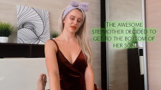 Une belle-mère effrontée est entrée et a effrontément pris la bite de son beau-fils dans sa bouche, lui a demandé de baiser.