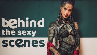 Anuskatzz élégante séance photo érotique sexy dans les coulisses filmée par Lily Lu filmz Vlog SFW tattoo