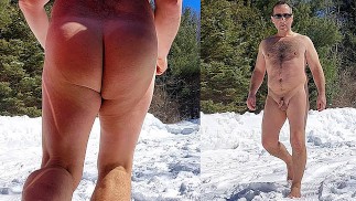 Naked no estacionamento da trilha na neve QUASE PEGO!
