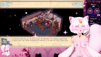 Neko Vtuberは角質のピクセルゲームクラウドMeadowを再生し、カミングしながら視聴者を寝取ります