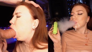 Pali i ssie mojego kutasa! A potem POKRYWAM jej TWARZ PLEMIZNĄ! TYLKO SPÓJRZ, jaka jest szczęśliwa!