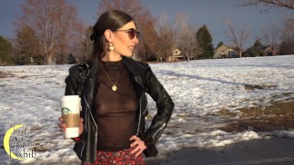 Boldly showing off my nipples to strangers in a see-through top and no bra