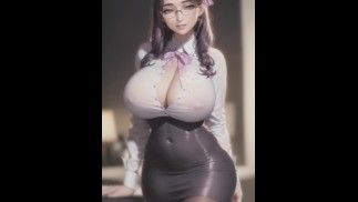 Japanse lerares grote borsten AI Art