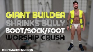 Gigantyczny budowniczy kurczy się bully boot skarpeta do uwielbienia stóp crush