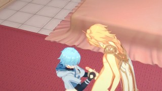 Genshin Impact Yaoi - Эфир и Чун Юнь дрочат и трахают