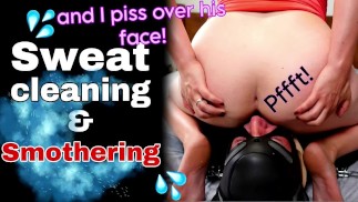 Femdom Zweet Facesitting Zweterige Kont Schoonmaken GezichtZitten Pis Drinken FLR BDSM Echte Milf Stiefmoeder