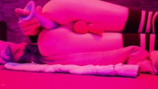 Femboy hat Solo-Spaß mit blauem Schwanz♡