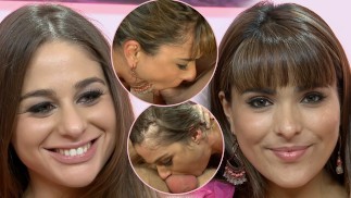 Keelneuken kwartet met twee langharige babes