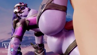Overwatch 2 Непослушная шлюха Роковая вдова наслаждается приятным трахом стоя