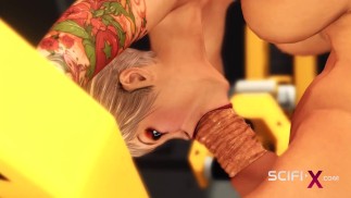 Fille aux gros seins aux menottes aime baiser avec une trans sexy en prison