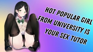 Hot chica popular de la universidad es tu tutor sexual [enseñándote a sacarme]