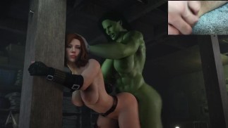Futanari she hulk scopa vedova nera / grande masturbazione clitoride ftm