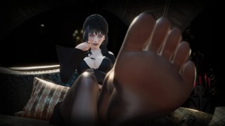 Mistress Elviraのナイロンストッキング足Slaveフェムドム