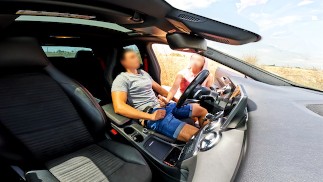 An unknown girl caught me jerking off in the car and helps me finish cumming