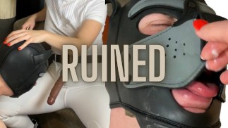 opgesloten in kuisheid jongen dienen zijn Mistress door lul te zuigen, geruïneerd in kooi en rommel op te ruimen