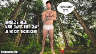 Homeless hiker made giant foot slave after city destruction