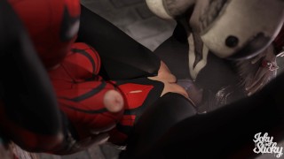 Spidey em apuros Futa batendo super-herói