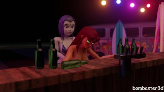 Raven se folla a Strfire en el café de la playa.