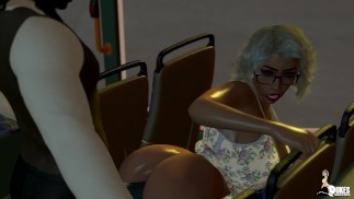 Après une longue journée de magasinage avec son curé, Mme Jiggles rentre chez elle dans un bus bondé