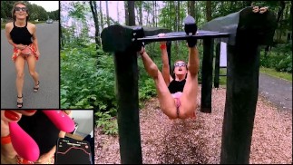Orgasmos arriesgados con un vibrador a control remoto en un parque público