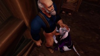 Garota Draenei dá a um velho um boquete profundo | Paródia warcraft