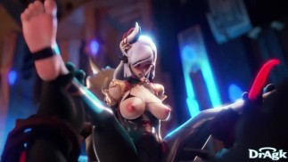 Shenhe é fodida a três por Hilichurls e um Mitachurl Genshin Impact 3D orgia waifu sexo Gangbang