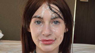 Petite 18 let dostává masivní obličeje výstřik z velkého penisu v castingu