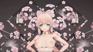 Kokomi Rozbieraj się Taniec Hentai Genshin Impact Catgirl MMD 3D Przezroczysty Niebieski Kolor Oczu Edytuj Smixix