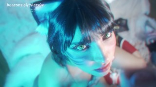 Ahri de League of Legends boquete e facial
