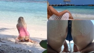 Momentos de Praia Pública 2023 Masturbação Esguichando Orgasmo