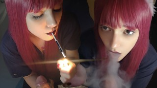 Adorable Alt Girl soplando humo de cigarrillo en la polla POV (video completo en mis 0nlyfans)