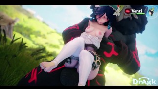 Vrouwelijke Venti wordt geneukt door een Mitachurl Genshin Impact Sex Porn Hentai Hilichurl